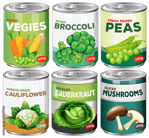 Set of canned vegetable