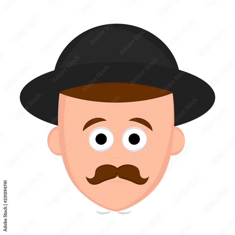 Isolated hipster avatar with a hat. Vector illustration design