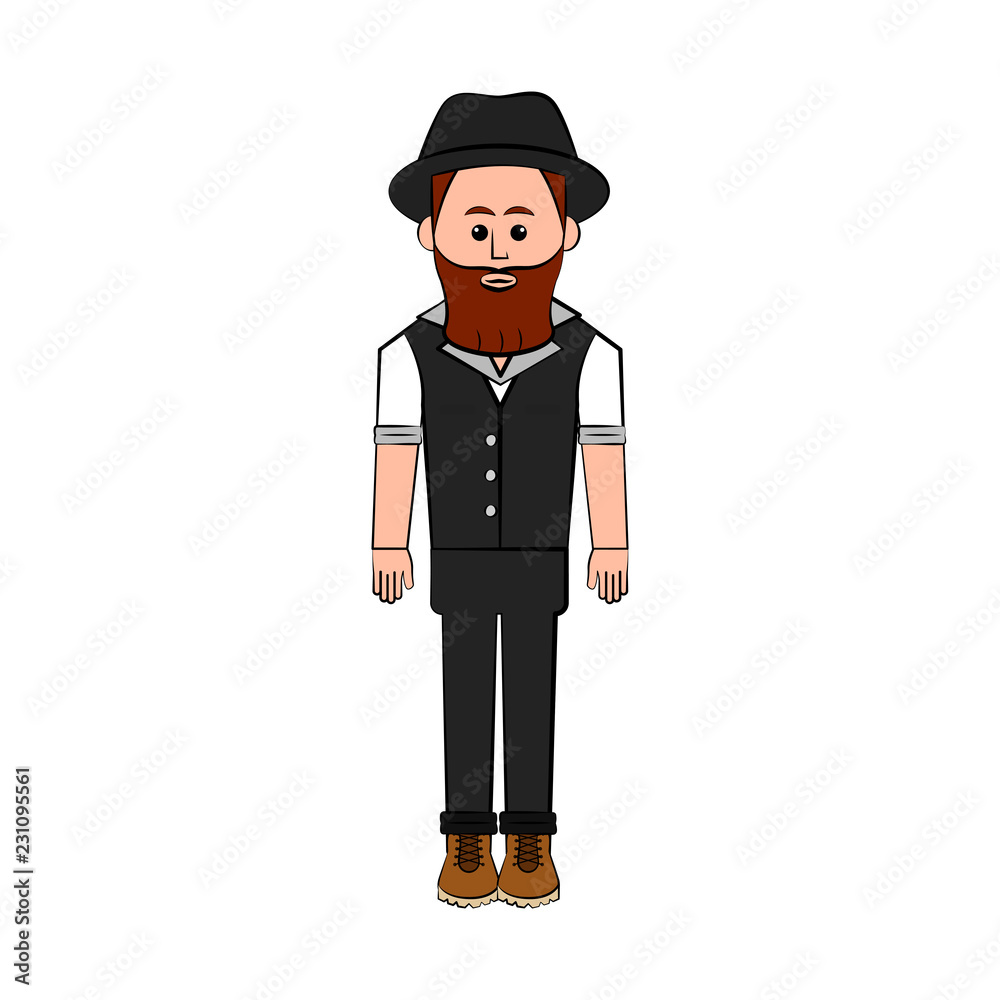 Isolated hipster cartoon character. Vector illustration design