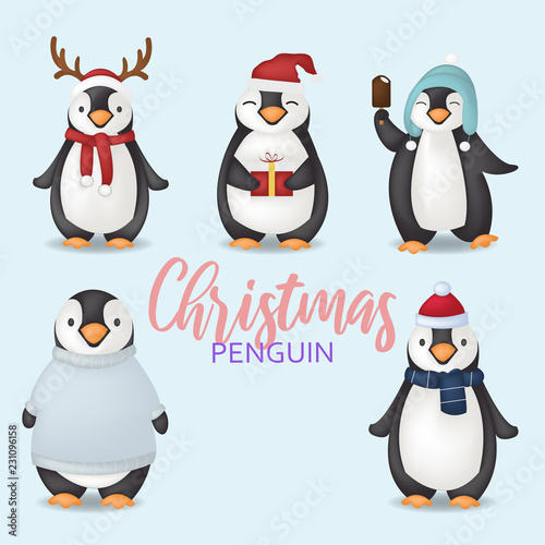 Christmas penguin characters