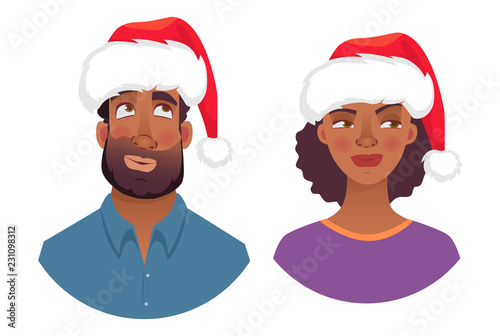 portrait of african man and woman in hat