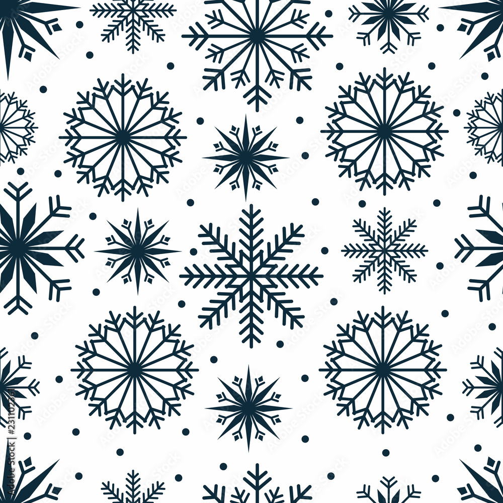 Cool Winter Snow Snowflake Seamless Pattern Background Wallpaper