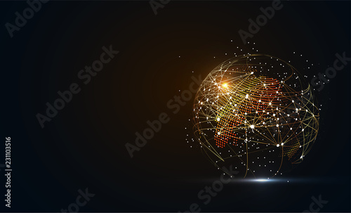 Global network connection. World map point and line composition concept of global business. Vector Illustration