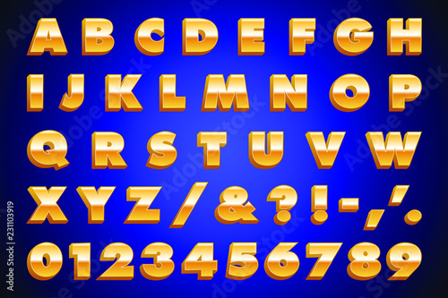 Gold Letters - Extra Bold Golden Alphabet, Symbols and Numbers
