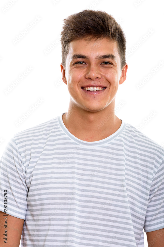 Fototapeta premium Studio shot of young happy man smiling
