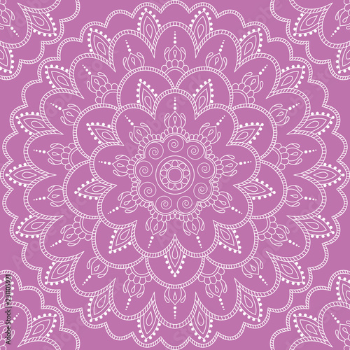 Seamless pattern with mandala ornament. Hand drawn illustration