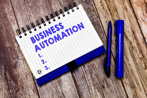 Conceptual hand writing showing Business Automation. Business photo text for Digital Transformation Streamlined for Simplicity.