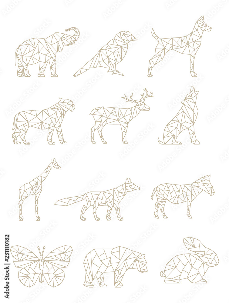 Set of Geometric Animals. Drawings of Animals in Vector Stock Vector |  Adobe Stock