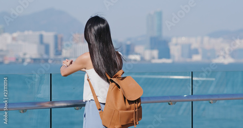 Photography Woman look at the kowloon side in Hong Kong