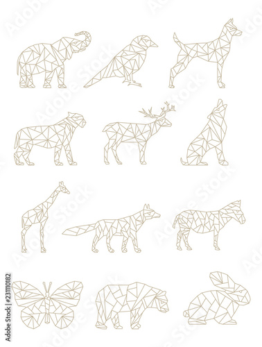 Set of Geometric Animals. Drawings of Animals in Vector 