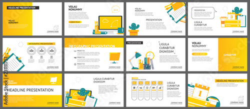 Yellow and white element for slide business office background. Presentation template. Use for annual report, flyer, corporate marketing, leaflet, advertising, brochure, modern style.