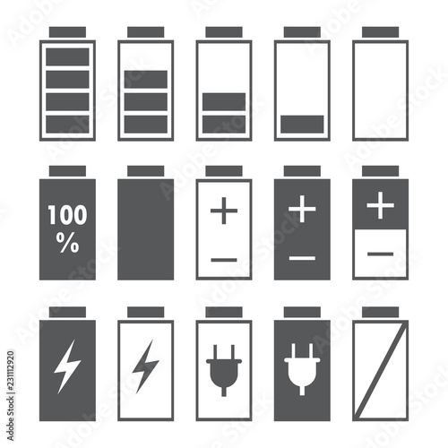 Battery Indicator Icons,isolated on white background