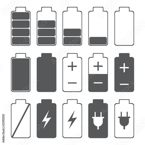 Battery Indicator Icons,isolated on white background