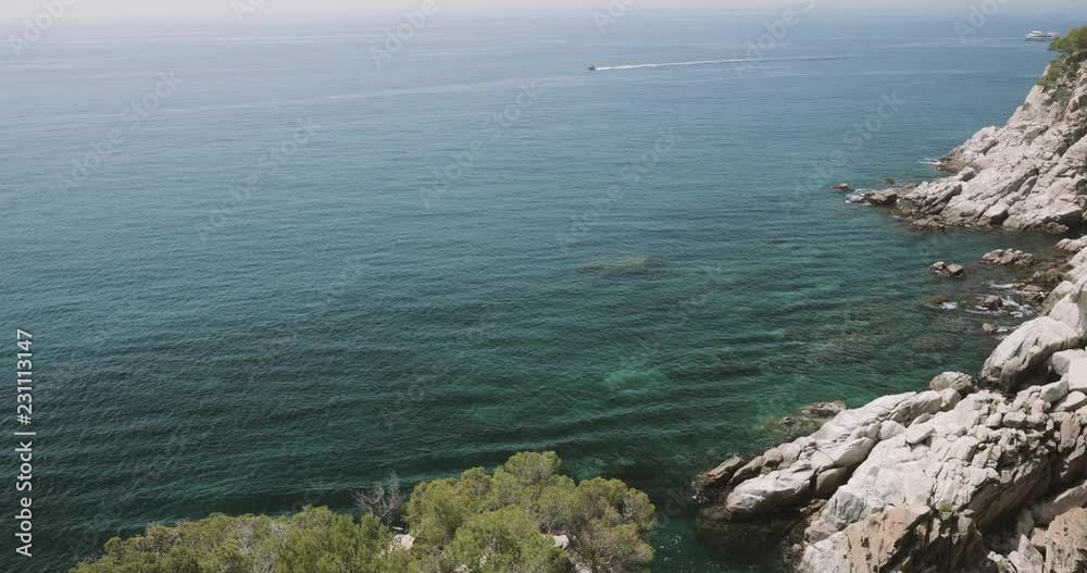 Tossa De Mar, Girona, Spain. Balearic Sea. Spring Spanish Nature With Summer Rocky Landscape And Seascape Tossa De Mar, Girona, Spain. Balearic Sea. Spring Spanish Nature With Summer Rocky Landscape And Seascape