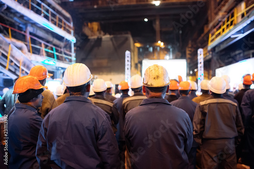 Valokuva Strike of workers in heavy industry.