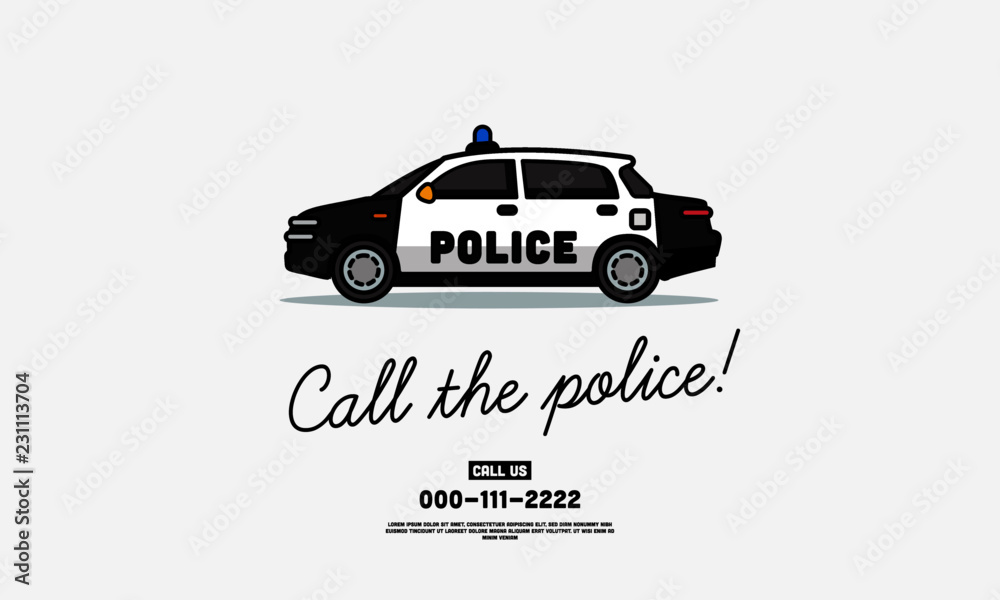 Call The Police Sedan Cop Car Vector Illustration