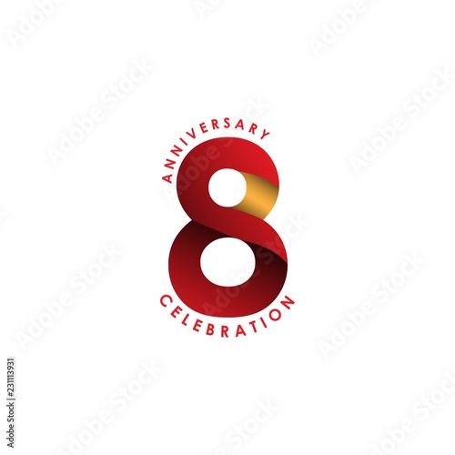 8 Year Anniversary Celebration Vector Template Design Illustration