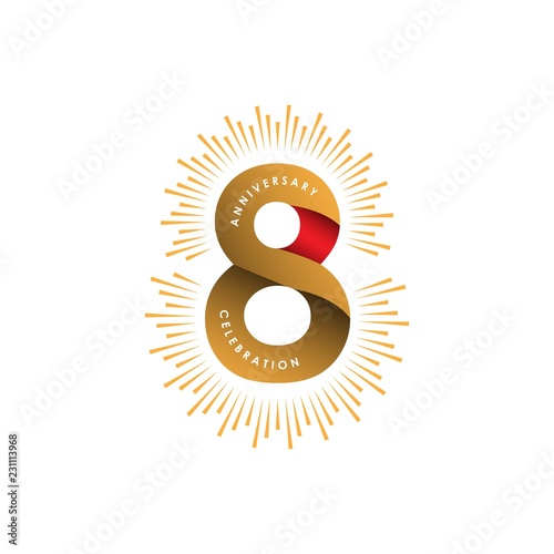 8 Year Anniversary Vector Template Design Illustration