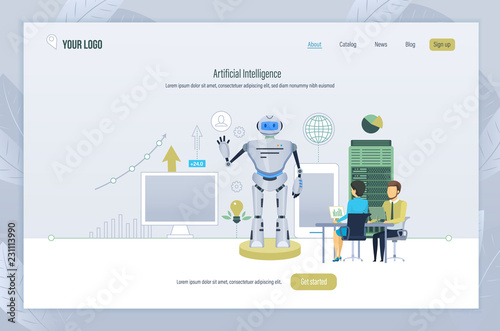 Artificial intelligence. Creation, management, testing of robot, technology of future.