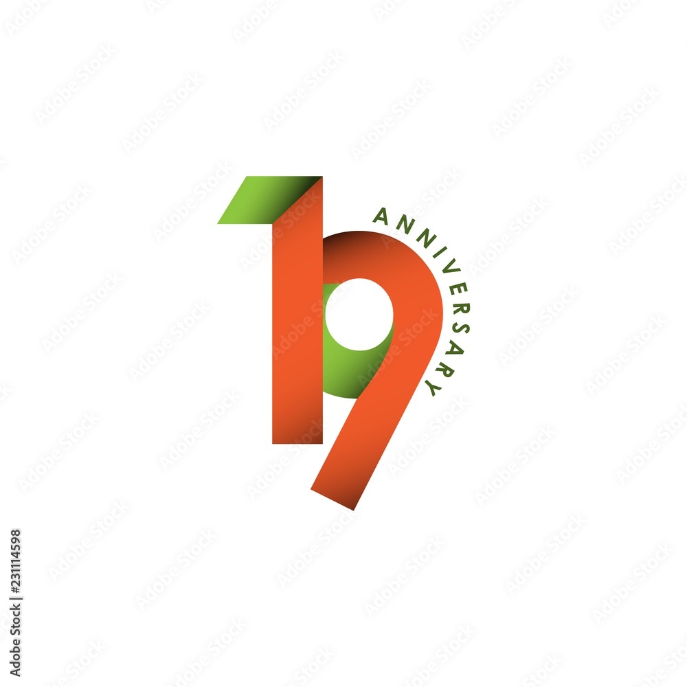19 Year Anniversary Vector Template Design Illustration 19 Year Anniversary Vector Template Design Illustration