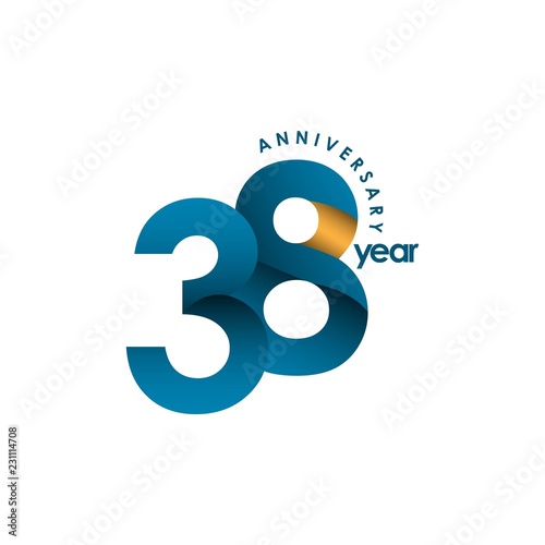 38 Year Anniversary Vector Template Design Illustration
