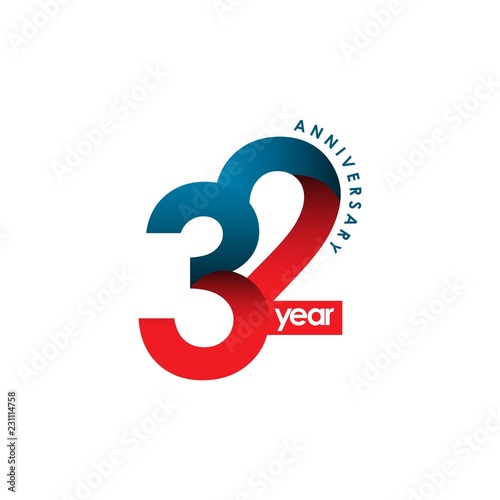32 Year Anniversary Vector Template Design Illustration