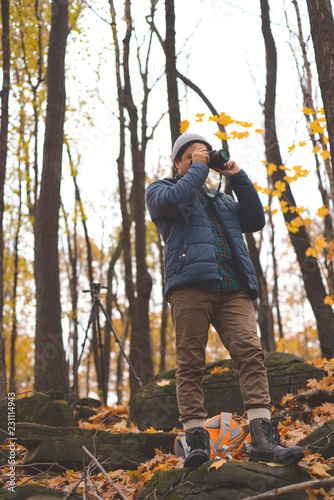 Taking pictures in autumn