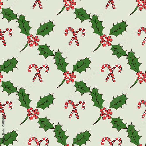 Christmass patch logo, gift, mistletoe seamless pattern