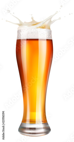 Pint of beer with splashes