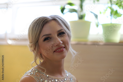 Beautiful blonde bride waiting her groom in wedding day Free Download Beautiful blonde bride waiting her groom in wedding day - GFXLoad