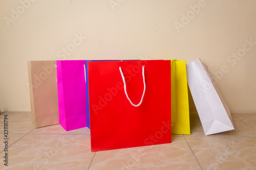 shopping bag and copy space for plain text or product