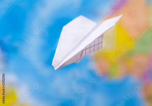 paper plane world map travel  