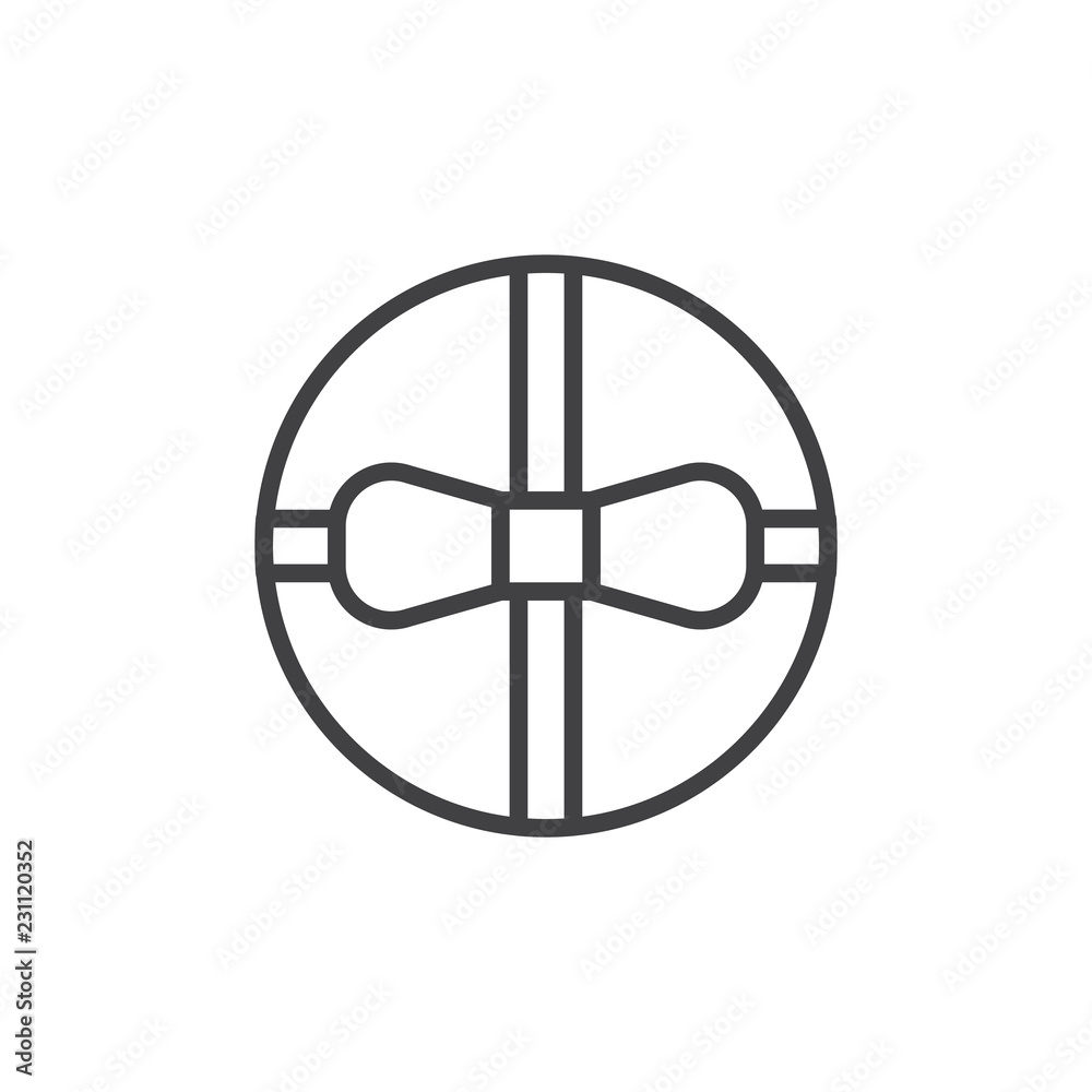 Round gift box with bow ribbon outline icon. linear style sign for mobile concept and web design. Present box simple line vector icon. Symbol, logo illustration. Pixel perfect vector graphics Round gift box with bow ribbon outline icon. linear style sign for mobile concept and web design. Present box simple line vector icon. Symbol, logo illustration. Pixel perfect vector graphics