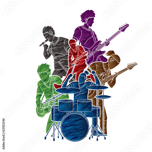 Musician playing music together, Music band graphic vector