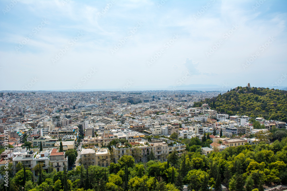 View from the Akropolis, the Pantheon in Athens, Greece