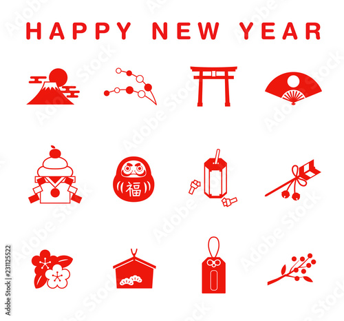 お正月　年賀状アイコンセット