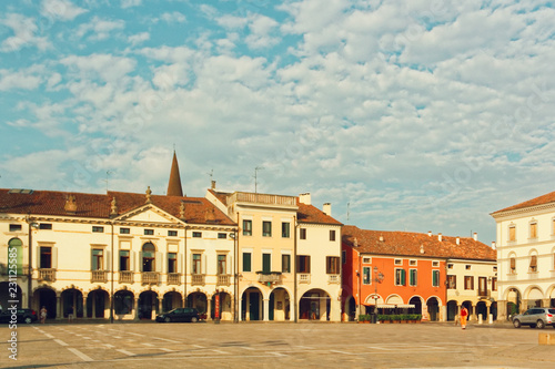 Montagnana  Italy August 6  2018  Main square of the city.