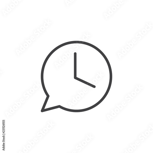 Speech bubble clock outline icon. linear style sign for mobile concept and web design. Chat history simple line vector icon. Symbol, logo illustration. Pixel perfect vector graphics
