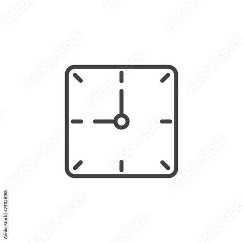 Square clock outline icon. linear style sign for mobile concept and web design. Wall clock simple line vector icon. Symbol, logo illustration. Pixel perfect vector graphics