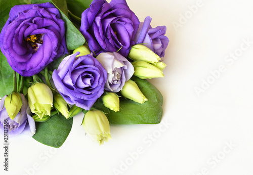 Corner arrangement with lisianthus flowers and buds photo