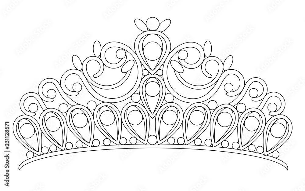 tiara crown women's wedding with stones drawing vector eps 10 Stock Vector  | Adobe Stock
