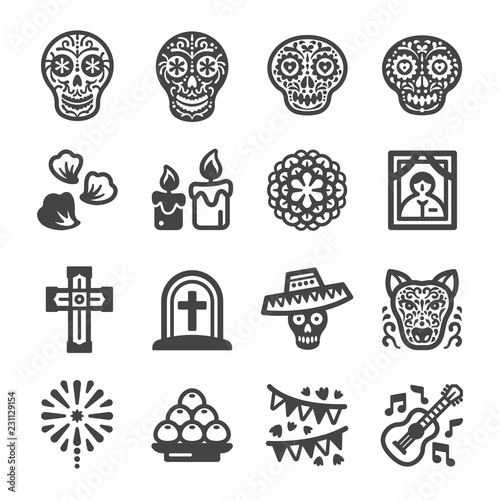day of the dead festival and celebrate icon set,vector and illustration