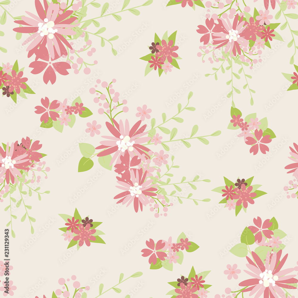 Vintage romantic trendy seamless pattern