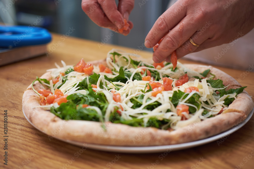 chef prepares pizza chef prepares pizza