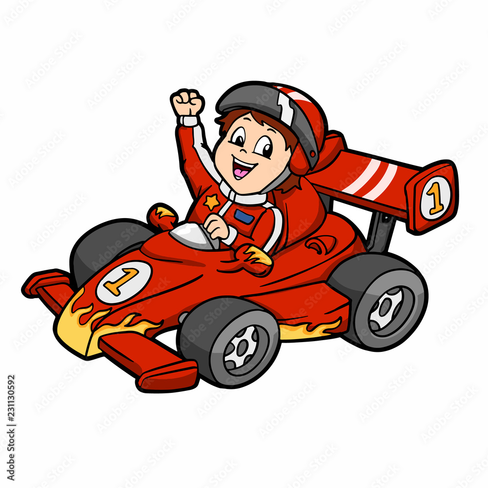Formula 1 - car cartoon - car racing - Vector Illustration Stock Vector |  Adobe Stock
