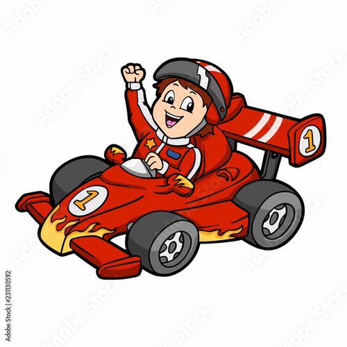 Formula 1 - car cartoon - car racing - Vector Illustration