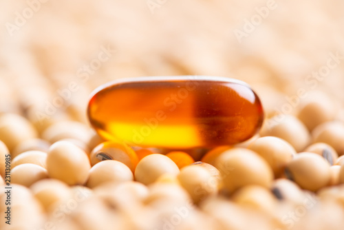 Lecithin gel pills capsule with soy background