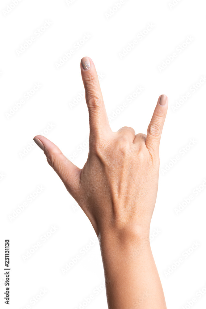 Girl hands gesture isolated on white Girl hands gesture isolated on white