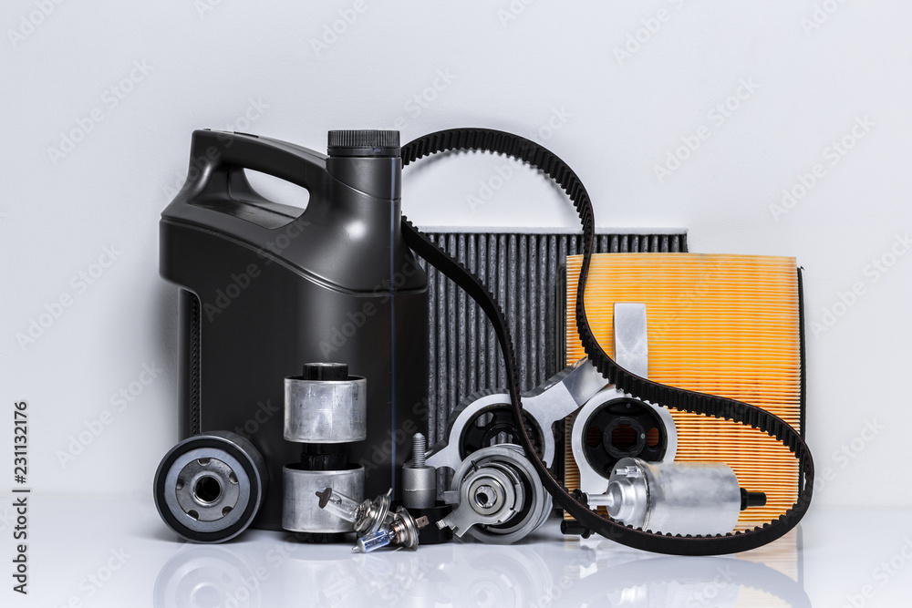 car parts on a white background car parts on a white background