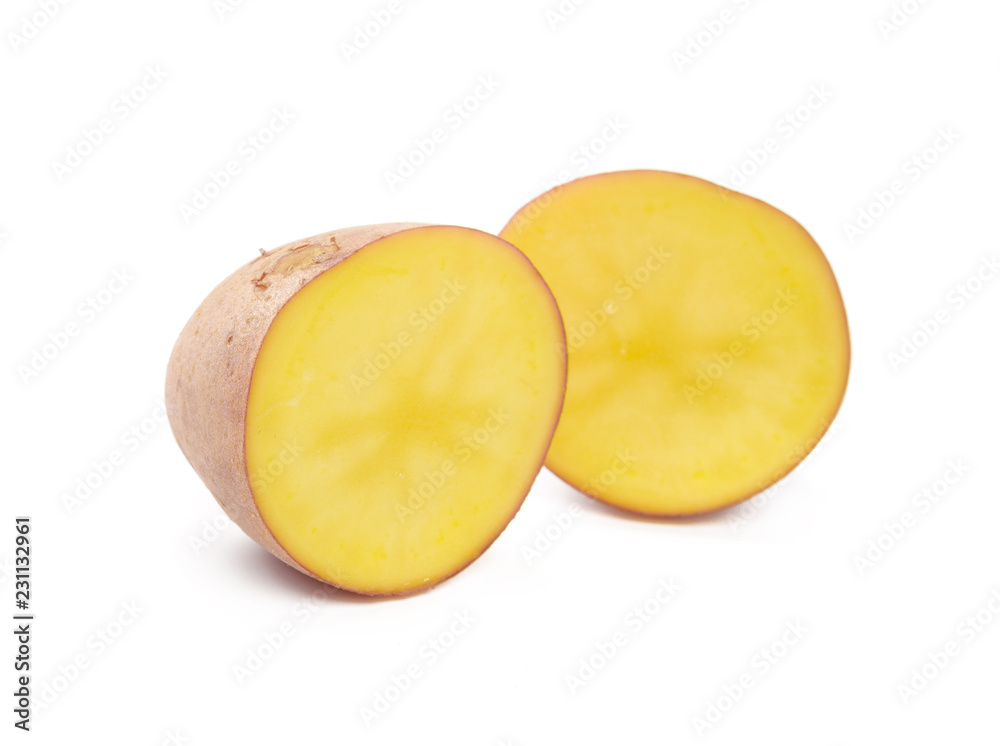 Sliced potatoes isolated on white background